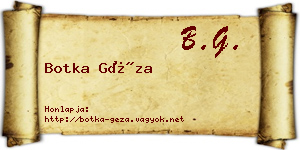 Botka Géza névjegykártya