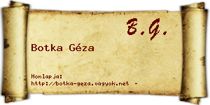 Botka Géza névjegykártya